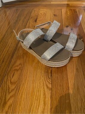 Madden Girl Silver Rhinestone Platform Sandals